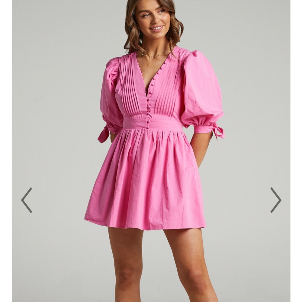 Showpo Pink Puff Sleeve Dress